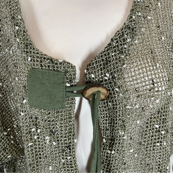 Kaktus open knit art to wear cardigan sweater green women’s small lagenlook - Picture 9 of 11